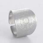 不锈钢复古戒指护身符 7 大天使印章保护梅塔特隆立方体莉莉丝符号秘密所罗门王