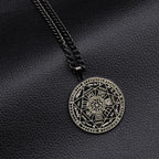 所罗门·卡巴拉护身符不锈钢项链，七天使四字真言印章吊坠，防水珠宝项链