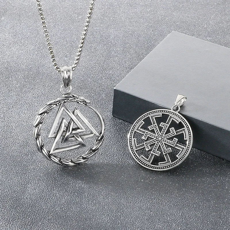 时尚复古北欧八角形凯尔特结吊坠项链个性维京护身符宗教项链