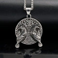 复古朋克维京海盗乌鸦图腾护身符防水防锈不锈钢首饰吊坠项链男式新款