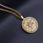 所罗门·卡巴拉护身符不锈钢项链，七天使四字真言印章吊坠，防水珠宝项链