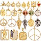 和平标志羽毛护身符女巫宗教魅力吊坠，妈妈爱心巫术锆石项链珠宝发现L61