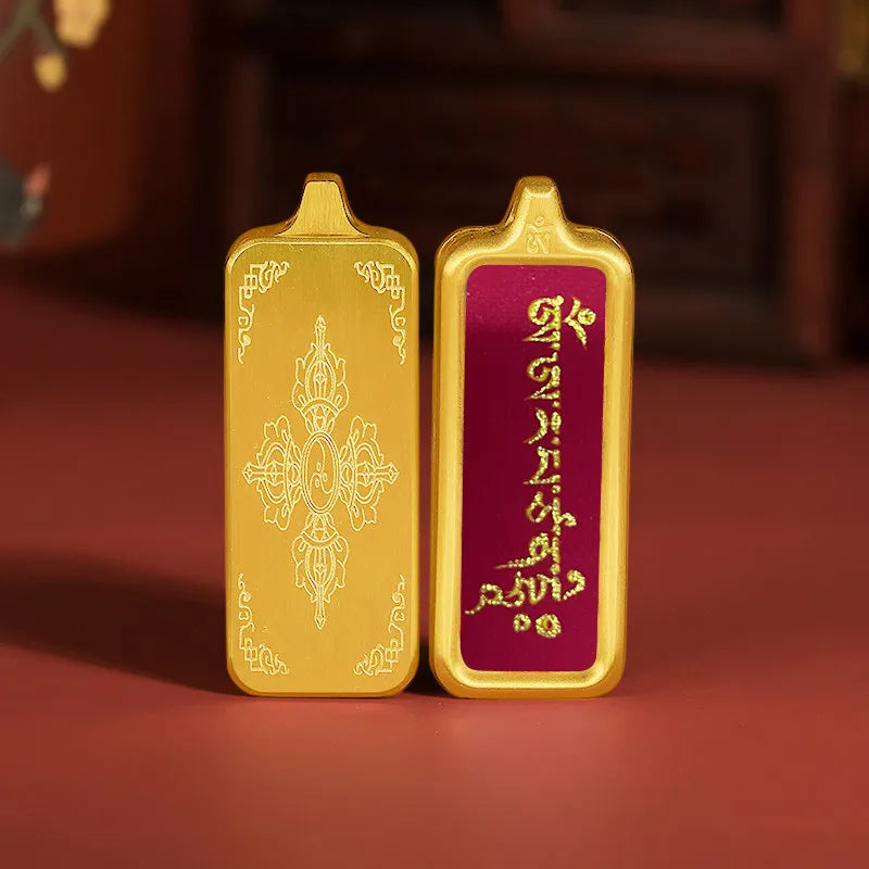 普陀山手绘太岁护身符唐卡吊坠，文殊菩萨护身符，不锈钢项链，挂盒