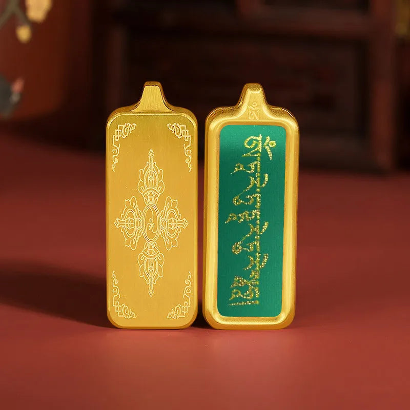 普陀山手绘太岁护身符唐卡吊坠，文殊菩萨护身符，不锈钢项链，挂盒