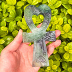 批发厂家价格抛光水晶雕刻彩虹萤石安克生命护身符水晶工艺品获取能量