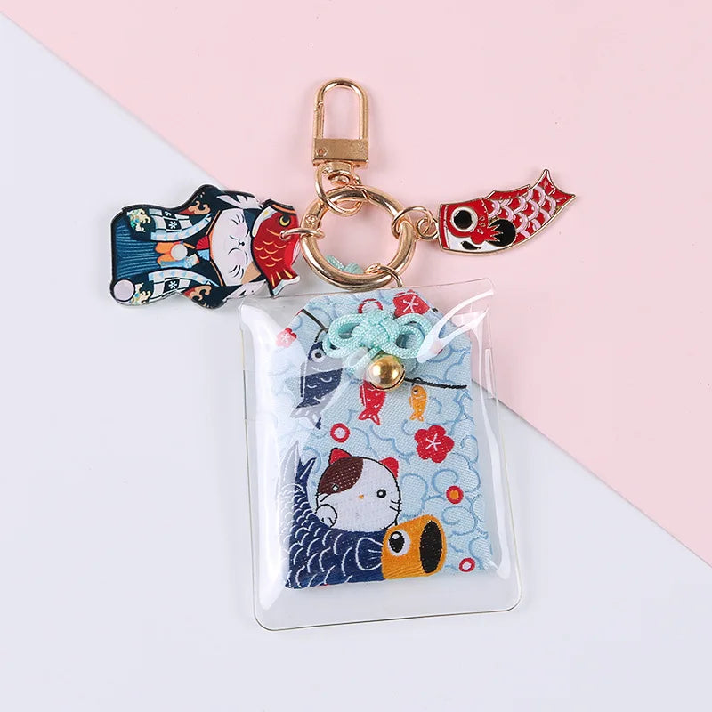 卡哇伊幸运包钥匙扣传统日本护身符Churinga Periapt Maneki Neko幸运猫护身符钥匙扣吊坠魅力