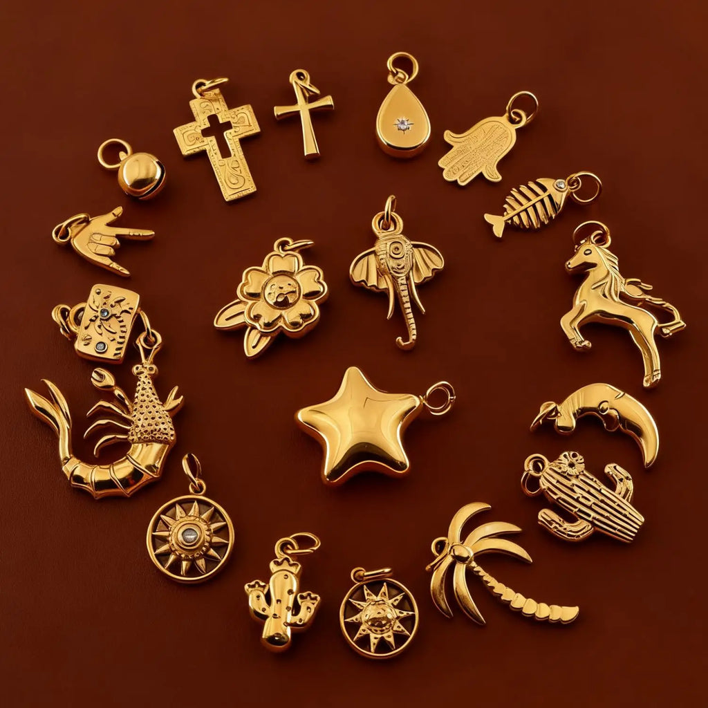 西部沙漠精神护身符 | 18K PVD镀金不锈钢饰品吊坠 | 防水耐用