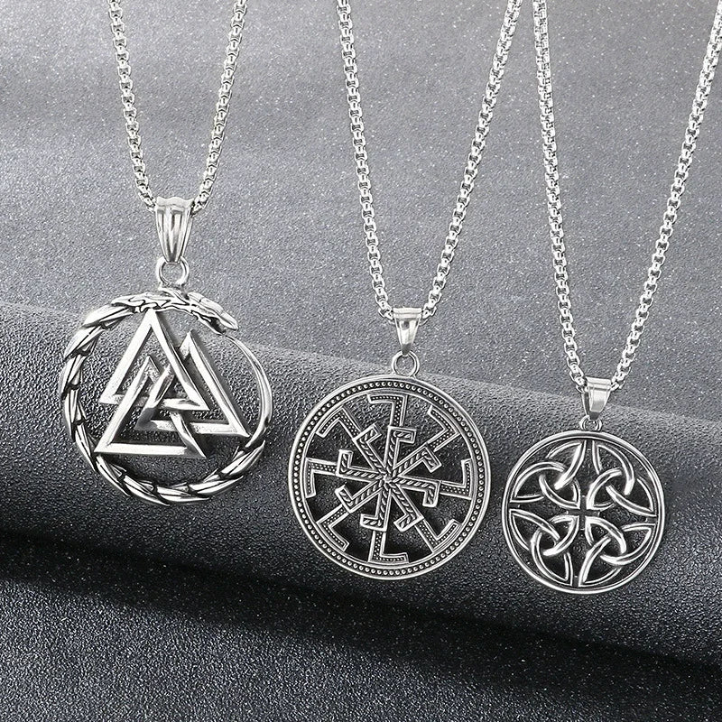 时尚复古北欧八角形凯尔特结吊坠项链个性维京护身符宗教项链