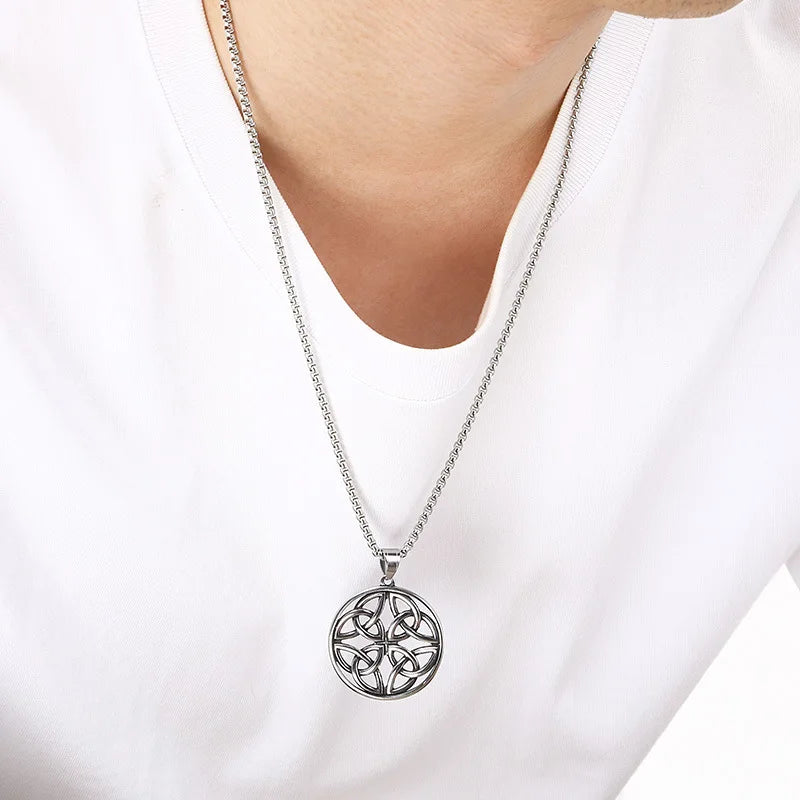 时尚复古北欧八角形凯尔特结吊坠项链个性维京护身符宗教项链