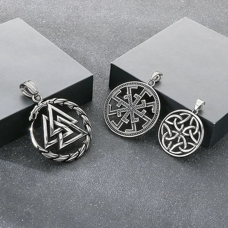 时尚复古北欧八角形凯尔特结吊坠项链个性维京护身符宗教项链