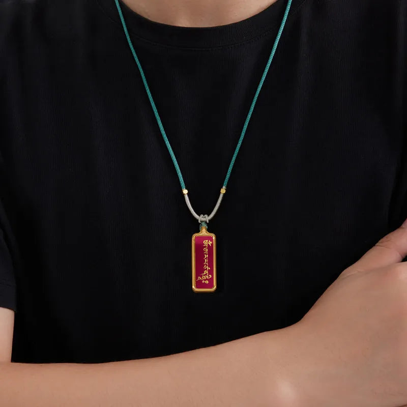 普陀山手绘太岁护身符唐卡吊坠，文殊菩萨护身符，不锈钢项链，挂盒