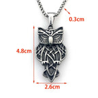 不锈钢北欧维京人符文护身符吊坠猫头鹰项链猫头鹰动物珠宝护身符复古维京朋克项链