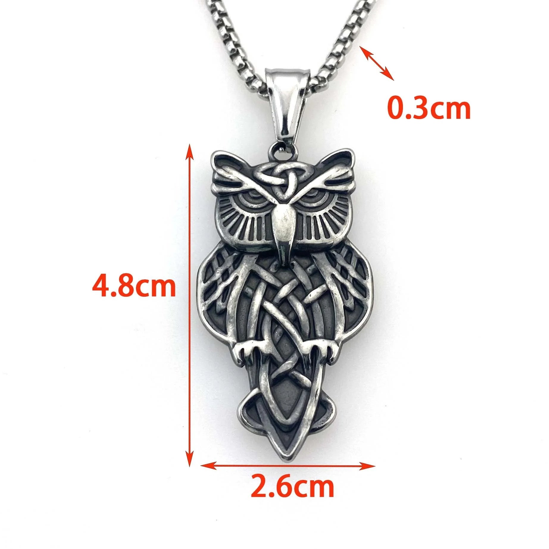 不锈钢北欧维京人符文护身符吊坠猫头鹰项链猫头鹰动物珠宝护身符复古维京朋克项链