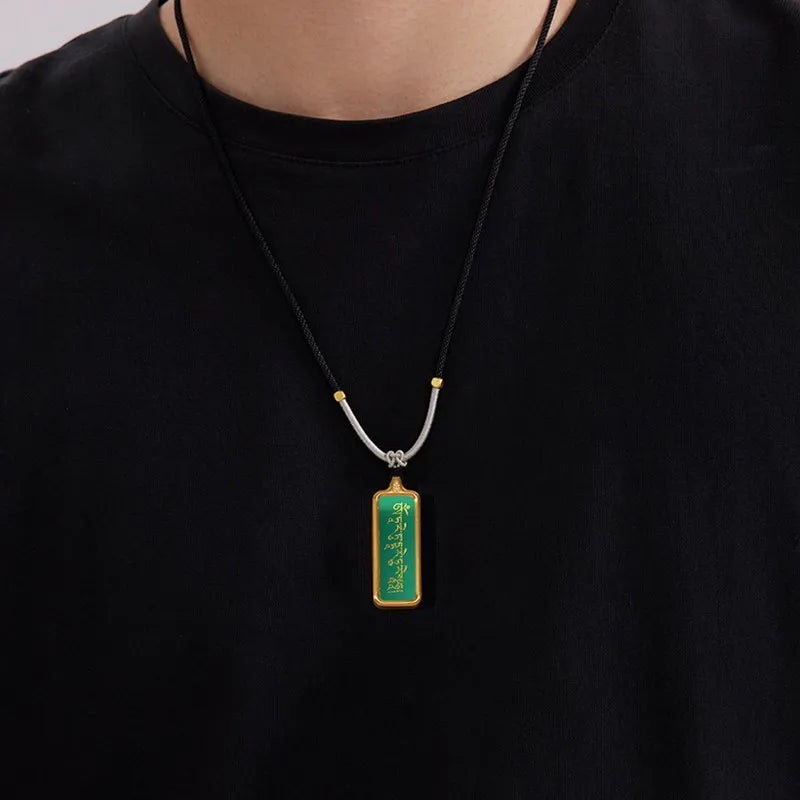 普陀山手绘太岁护身符唐卡吊坠，文殊菩萨护身符，不锈钢项链，挂盒