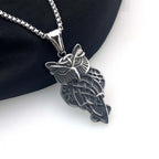 不锈钢北欧维京人符文护身符吊坠猫头鹰项链猫头鹰动物珠宝护身符复古维京朋克项链